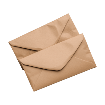 Two closed brown envelopes on transparent background png