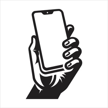Hand Holding Phone Silhouette, Mobile Phone Symbol Isolated On White Background vector