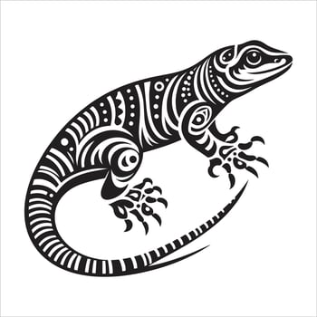 Black And White Lizard Or Gecko In Maori Polynesian Tattoo Illustration vector