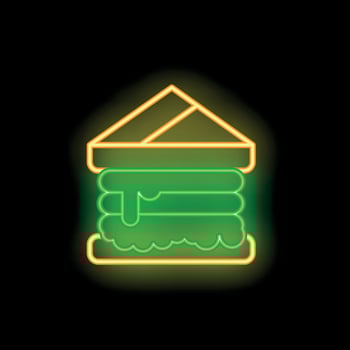 Neon sign showing a tasty dripping triple decker sandwich vector