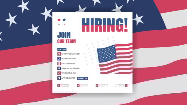 Modern Hiring poster with american flag vector