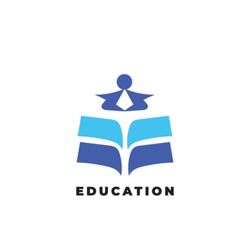 Logo Education with the concept of a human reading a book with book elements as a source of knowledge vector