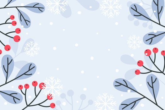 Winter horizontal background with rowan branches vector