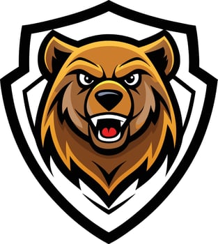 A bear mascot head on a shield vector