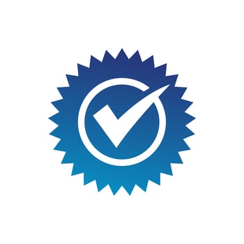 A blue check mark icon on a white background vector