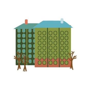 Multi Storey House City Building Cartoon Illustration vector