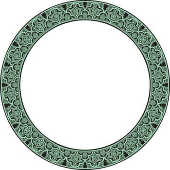 green round oriental ornament. Arabic patterned circle of Iran, Iraq, Turkey, Syria. Persian frame, border. vector