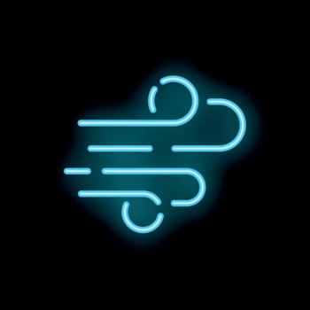 Blue neon wind blowing from left on black background vector