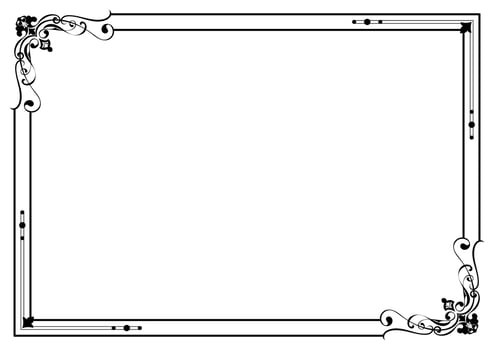 Black vintage frame, black classic pattern border. vector