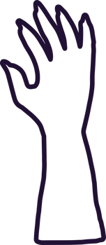 Zombie Hand Rising Silhouette in Minimalist Line Art Style png