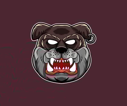 A fierce bulldog head illustration, showcasing a powerful and intense expression. Perfect for graphic designs. vector