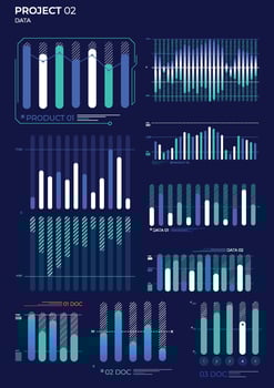 Business elements charts in color. illustration. vector