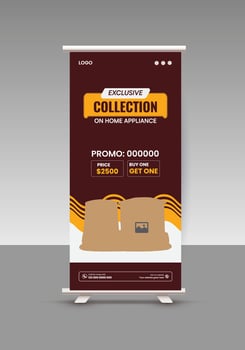 Mega Deal Black Friday Sale roll up banner design and Home Appliance Sale presentation banner Design Template vector
