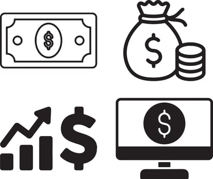 White Background Financial Icons for Modern Applications vector