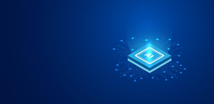 illustration Artificial intelligence logo AI isometric with modern technology circuit board. vector