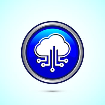 Cloud computing icon design illustration. Data storage and tech icon, Blue Color Round Button Design vector