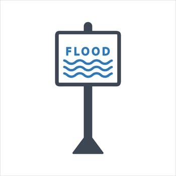 Flood icon. Flood road sign icon vector