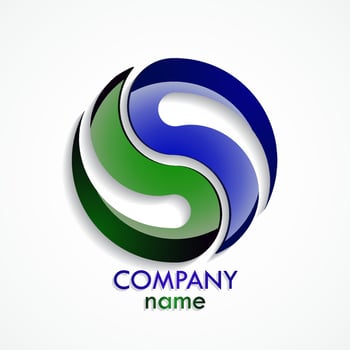 green blue glossy 3d circle logo vector