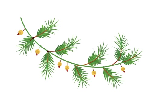 Elegant Holiday Tree Garland - Evergreen Pine and Spruce Decoration, Christmas Art vector
