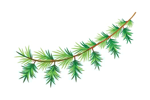 Festive Christmas Tree Garland - Pine and Spruce Branches, Elegant Evergreen Decoration vector