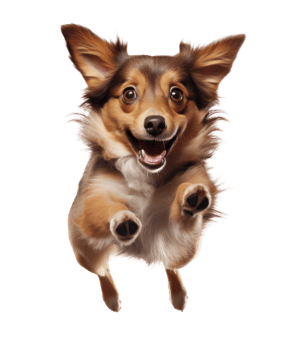 A dog is jumping up in the air png