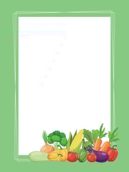 Square frame of vegetables in flat style with space for text. Isolated on white background. Perfect for vegan or healthy lifestyle designs. vector