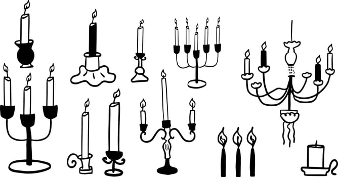 Candle Set Illustration - Minimalist Doodle for Cozy and Romantic Designs vector