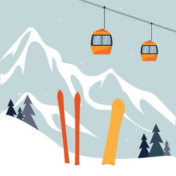 ski lift in the mountains. illustration winter view. vector