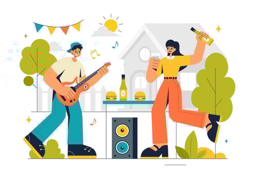 Local Food and BBQ Festival Illustration in a Friendly Neighborhood Scene vector