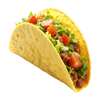 a taco with a tortilla on it and a tortilla with a green lettuce on it. png