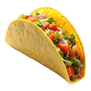 a taco with a yellow wrapper and a tortilla with a green onion on it. png