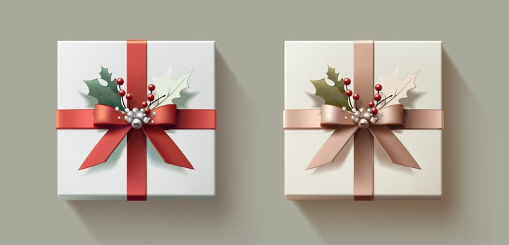 3d realistic icon illustration. Present box with ribbon, christmas presents for celebration banner. vector