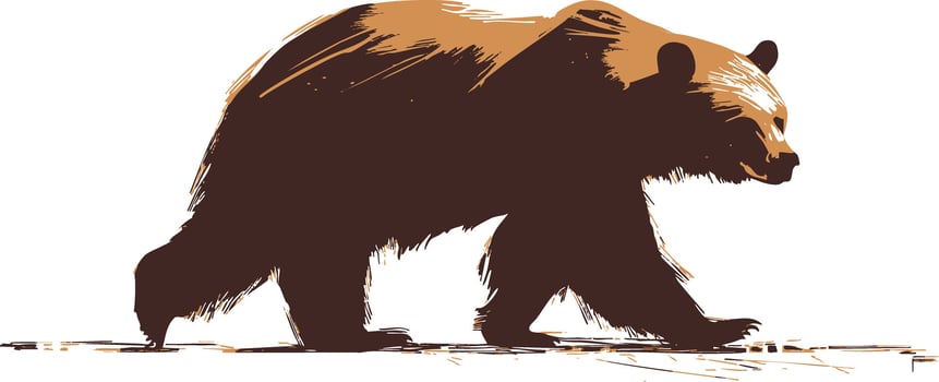 Stylized walking bear illustration in earthy tones vector