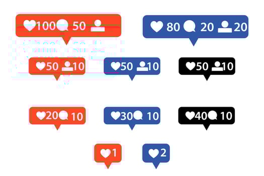 set of social notification icons with different colors and sizes on white background vector
