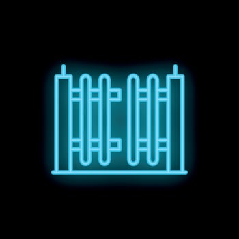 Blue neon fence glowing on black background vector