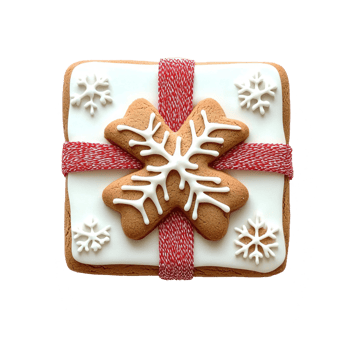 Present shape christmas gingerbread coockie isolate on transparent background png