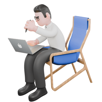 Movie Producer Cartoon. A male producer sits holding a pen in his left hand, and holding a laptop in his right hand. Film Style png