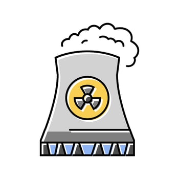 cooling tower nuclear energy color icon illustration vector