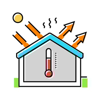 reflective roofing energy conservation color icon illustration vector