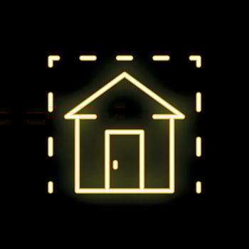 Neon yellow house icon glowing on black background vector