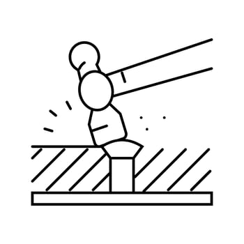 hand forged blacksmith line icon illustration vector