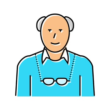 elderly old man color icon illustration vector
