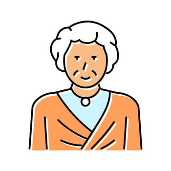 senior old woman color icon illustration vector