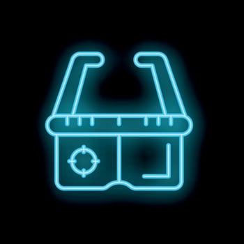 Glowing neon line virtual reality glasses icon isolated on a black background illustration vector