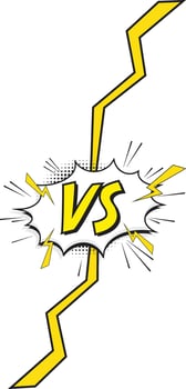 Comic VS Effect Shape with pop art style. Yellow Versus Lightning. Comic Fighting Duel and Comic Battle Match vector
