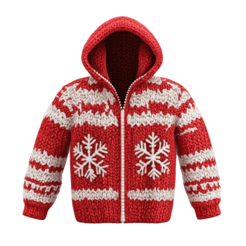 Christmas knitted clothe 3D isolate on transparent background png