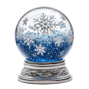 transparent white and blue snowflakes snowglobe beautiful elegant front view isolate on transparent background png
