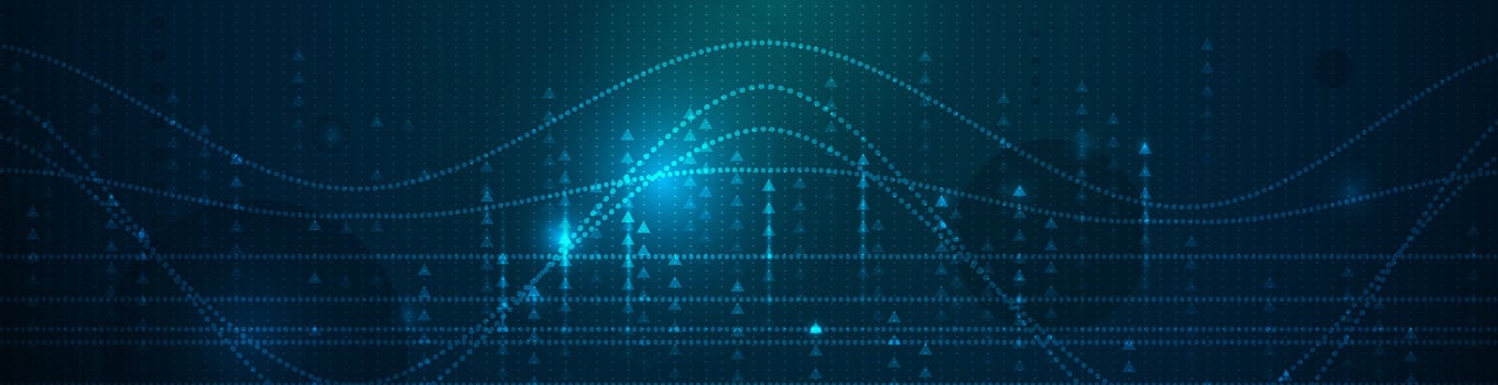 Abstract Digital technology, light line and blue cyber space background. Communication, innovation futuristic technology, connect internet network system, future big data, concept vector