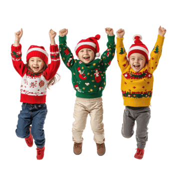 Little kids celebrate Christmas isolate on transparent background png