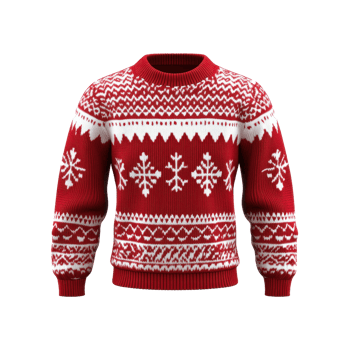 Christmas red sweetshirt with white pattern 3D isolate on transparent background png